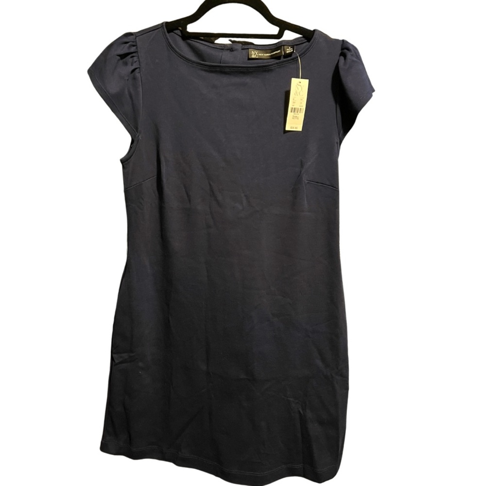 Puff-Sleeve Button-Back Shift Dress - City Knits